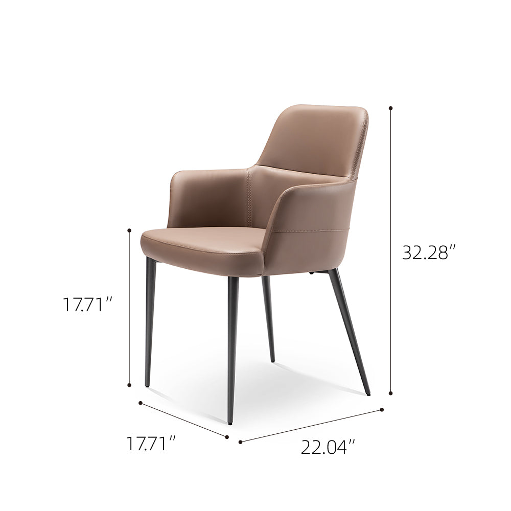 Ergonomic Padded Coffee Brown Microfiber Arm Dining Room Accent Chair 1 Piece