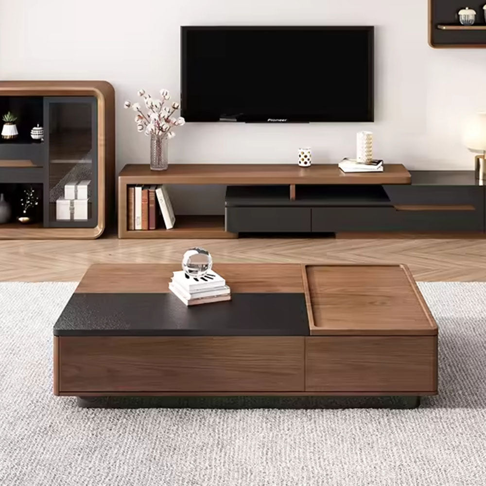 51"/54.6" Lift Top Coffee Table with Storage Walnut Finish Adjustable Height