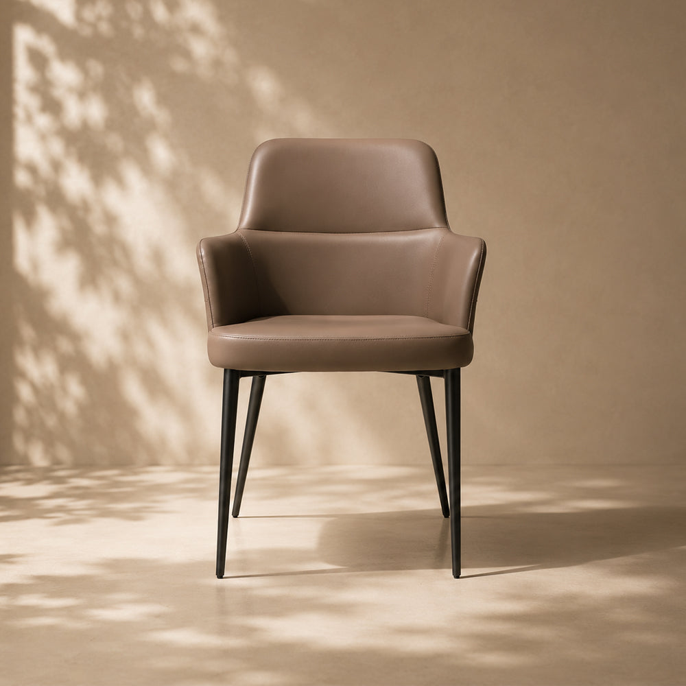 Ergonomic Padded Coffee Brown Microfiber Arm Dining Room Accent Chair 1 Piece