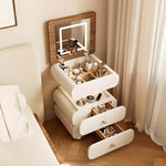 Load image into Gallery viewer, Convertible Vanity Desk with LED Mirror Transforms into Nightstand Height Adjustable Makeup Table with Storage Drawers
