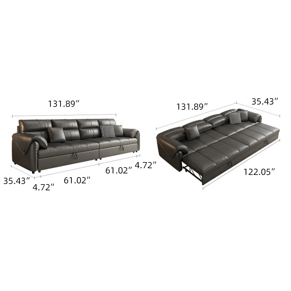 Modern Faux Leather Sofa Bed Convertible Sleeper with Pull Out Design Pet Friendly