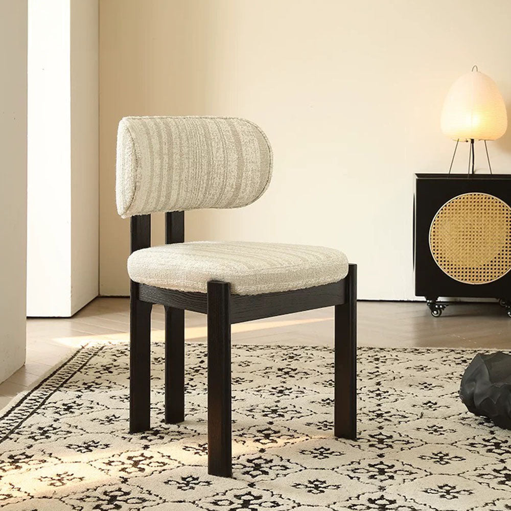 Set of 2 Modern Scandinavian Fabric Dining Chairs with Solid Wood Frame