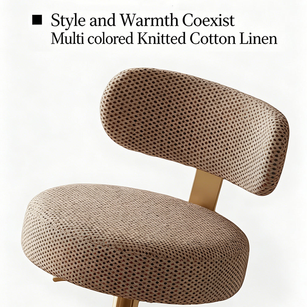 1 Piece Modern Upholstered Adjustable Bar Stool with Gold Metal Base