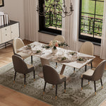 Load image into Gallery viewer, 58"-81" Extendable Dining Table with Modern Patterned Stone Top
