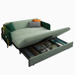 Load image into Gallery viewer, Hidden storage drawer detail under the sofa bed seat

