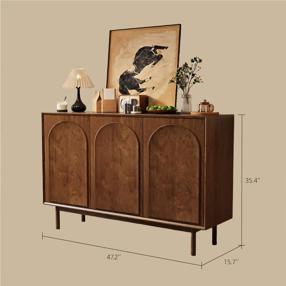 47.2''/62.9'' Modern Solid Wood Sideboard Cabinet Storage Buffet with Drawers & Arched Door Design