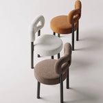 Load image into Gallery viewer, Modern Bouclé Dining Chair with Sculptural Open Backrest 1 Piece
