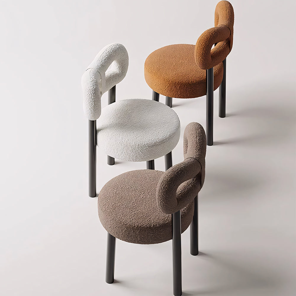 Modern Bouclé Dining Chair with Sculptural Open Backrest 1 Piece