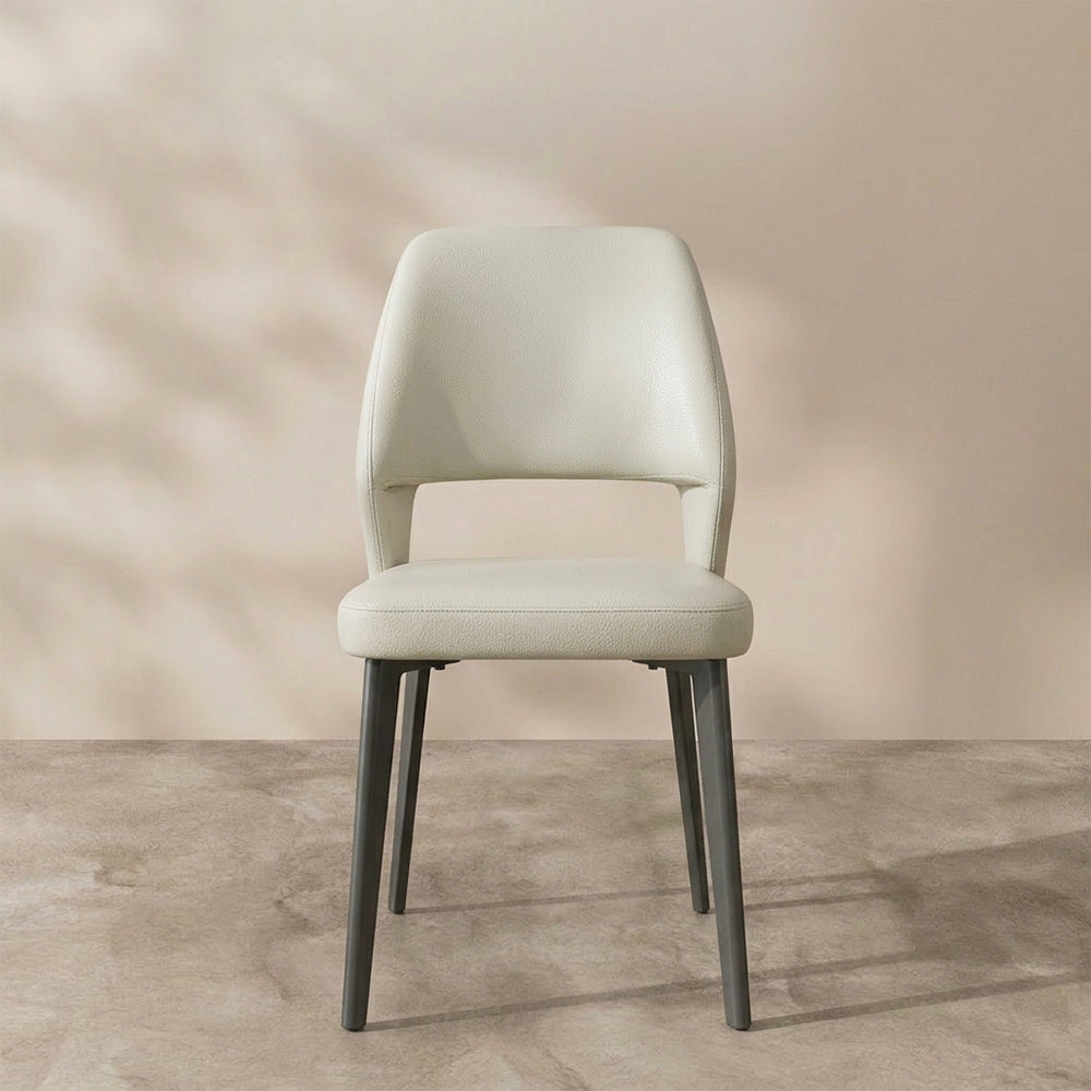 Modern Upholstered Dining Chair Minimalist Open Back Soft Seat Accent Chair with Metal Legs