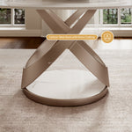 Load image into Gallery viewer, Round Dining Table Lazy Susan Marble Effect X Metal Base Perfect for 4-6 People
