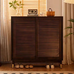 Load image into Gallery viewer, 39.3'' Modern Wooden Louvered Door Shoe Cabinet Large Capacity Hidden Shoe Storage
