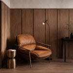 Load image into Gallery viewer, Vintage Leather Lounge Chair Mid Century Accent Chair with Wrought Iron Fram
