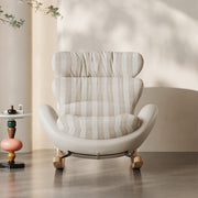 Modern High-Back Rocking Lounge Chair with Striped Upholstery