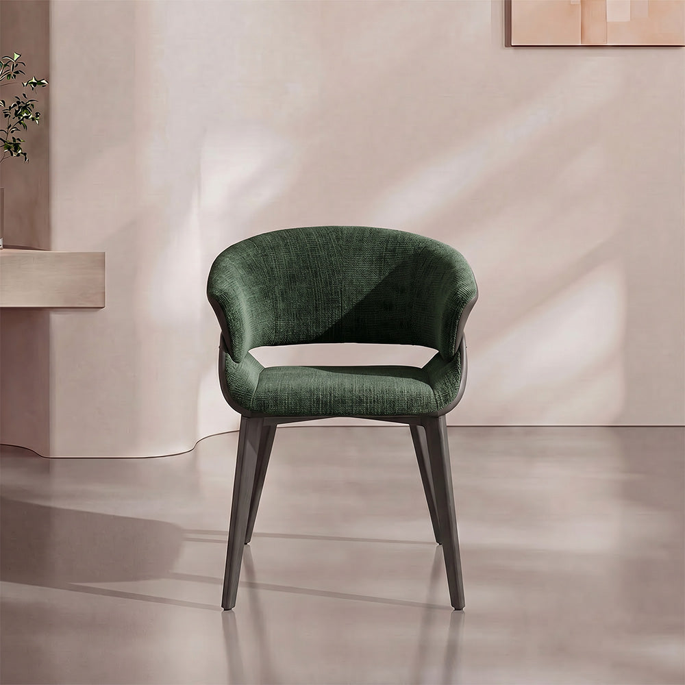 Modern Green Upholstered Dining Chair with Wraparound Back and Metal Legs 1 Piece