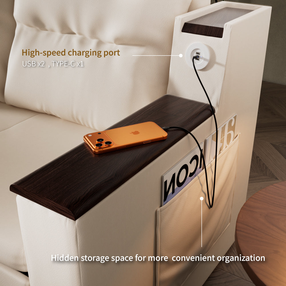 83'' 3-Seater Pull-Out Sleeper Sofa with Storage & USB Port