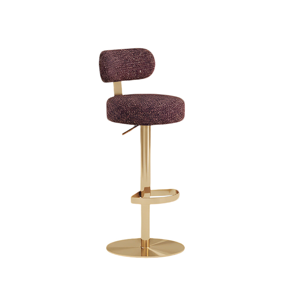 1 Piece Modern Upholstered Adjustable Bar Stool with Gold Metal Base