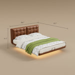 Load image into Gallery viewer, Modern Floating Bed with LED Lighting &amp; Upholstered Headboard
