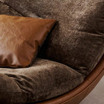 Load image into Gallery viewer, Modern Lounge Accent Chair Faux Leather Base Plush Fabric Cushion Low Profile Lazy Sofa Chair
