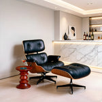 Load image into Gallery viewer, Mid Century Modern Lounge Chair Faux Leather Upholstery Walnut Wood Veneer Recliner Armchair
