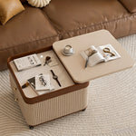 Load image into Gallery viewer, Modern Rolling Side Table with Hidden Storage Drawers and Sliding Top Design
