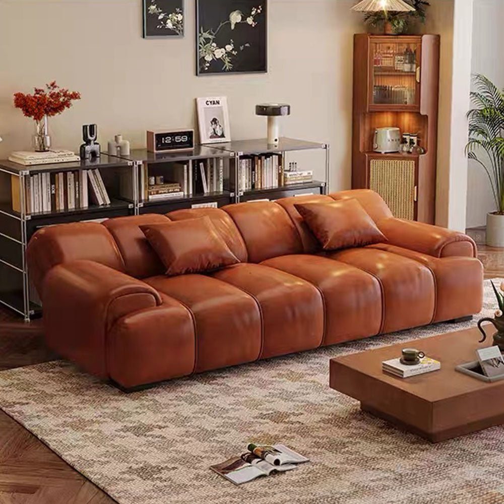 Modern Faux Leather Foldable Sofa Bed with Cushioned Armrests