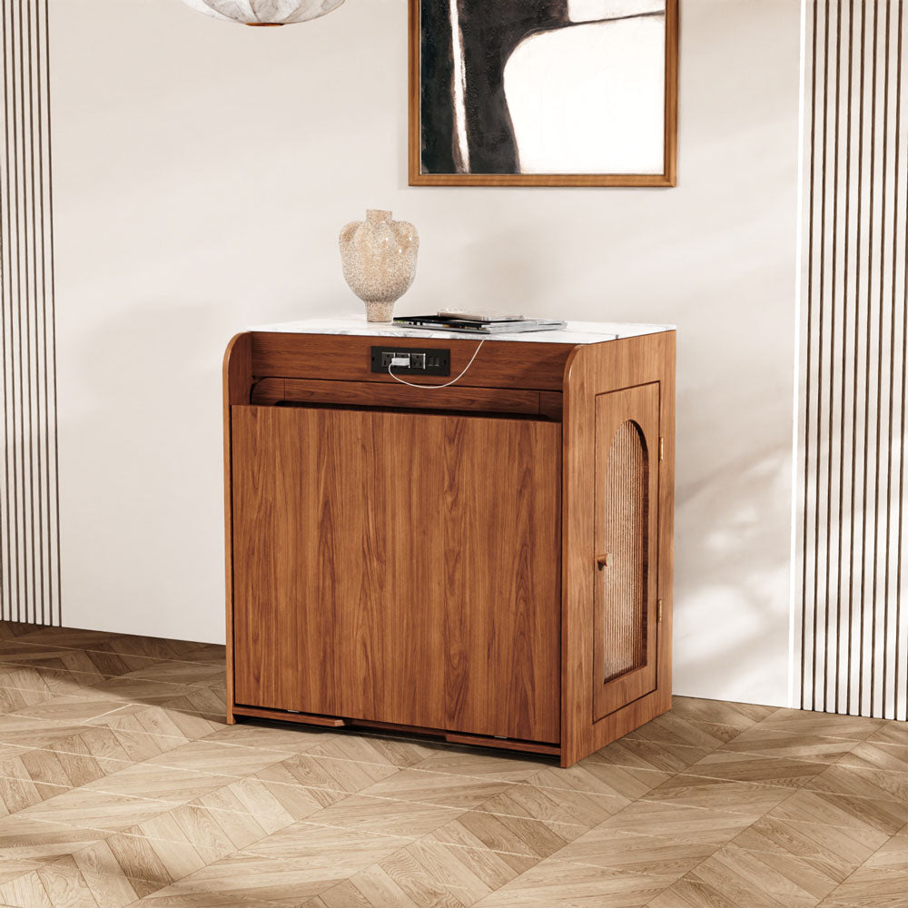 Wooden cabinet with charging port