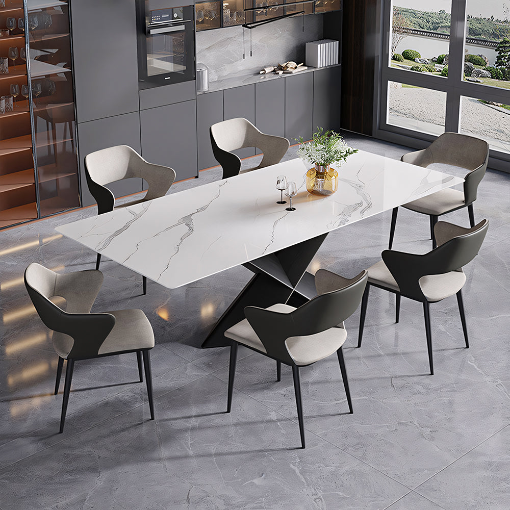 54.6"- 78" Elegant White Extendable Dining Table Versatile Foldable Design