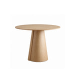 Load image into Gallery viewer, Modern Round Dining Table with Walnut Veneer Top &amp; Travertine-Inspired Pedestal Base
