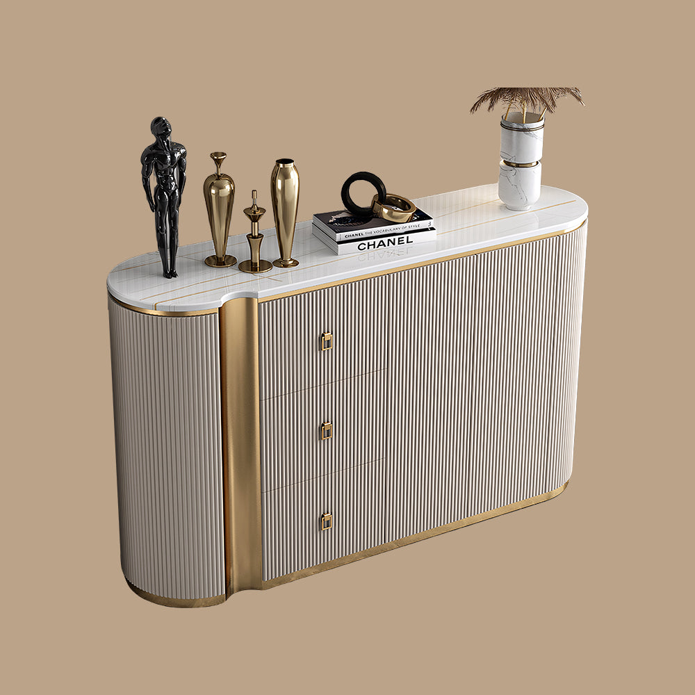 58.5'' Modern Luxe Sideboard with 3 Drawers Khaki & Gold Elegance