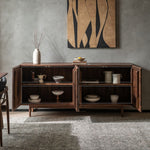 Load image into Gallery viewer, Modern Walnut-Tone Sideboard Minimalist Wooden Storage Cabinet

