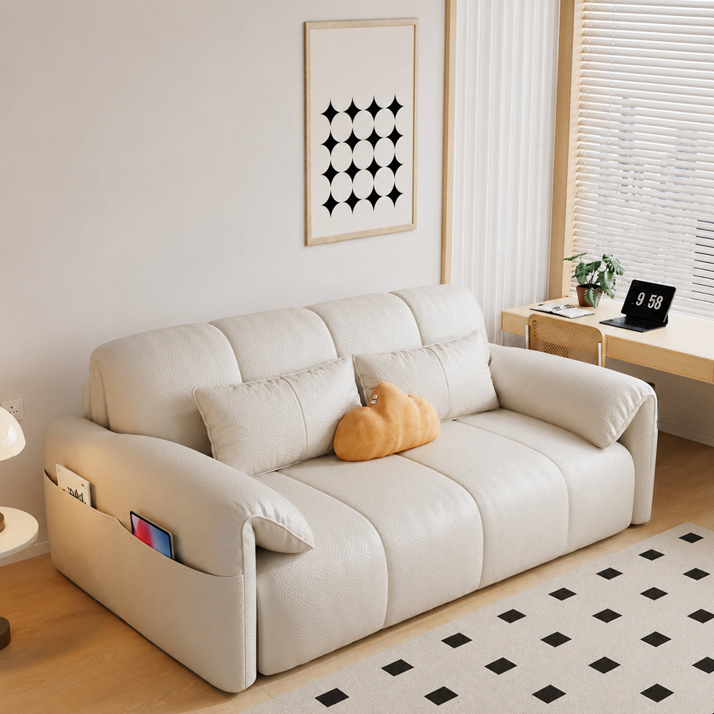 Modern Channel Wireless Control Tufted Scratch Resistance Synthetic Leather Sleeper Sofa Bed