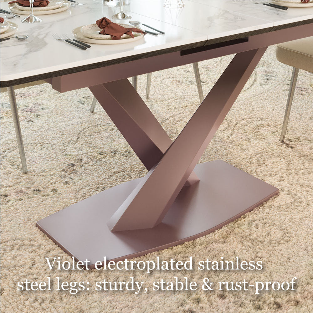 59" to 70.8" Elegant Extendable Dining Table with Sculptural Cross-Base