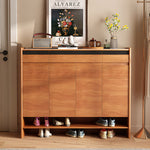 Load image into Gallery viewer, Modern Wood Shoe Cabinet with Doors Natural Entryway Storage Organizer with Open Shelf
