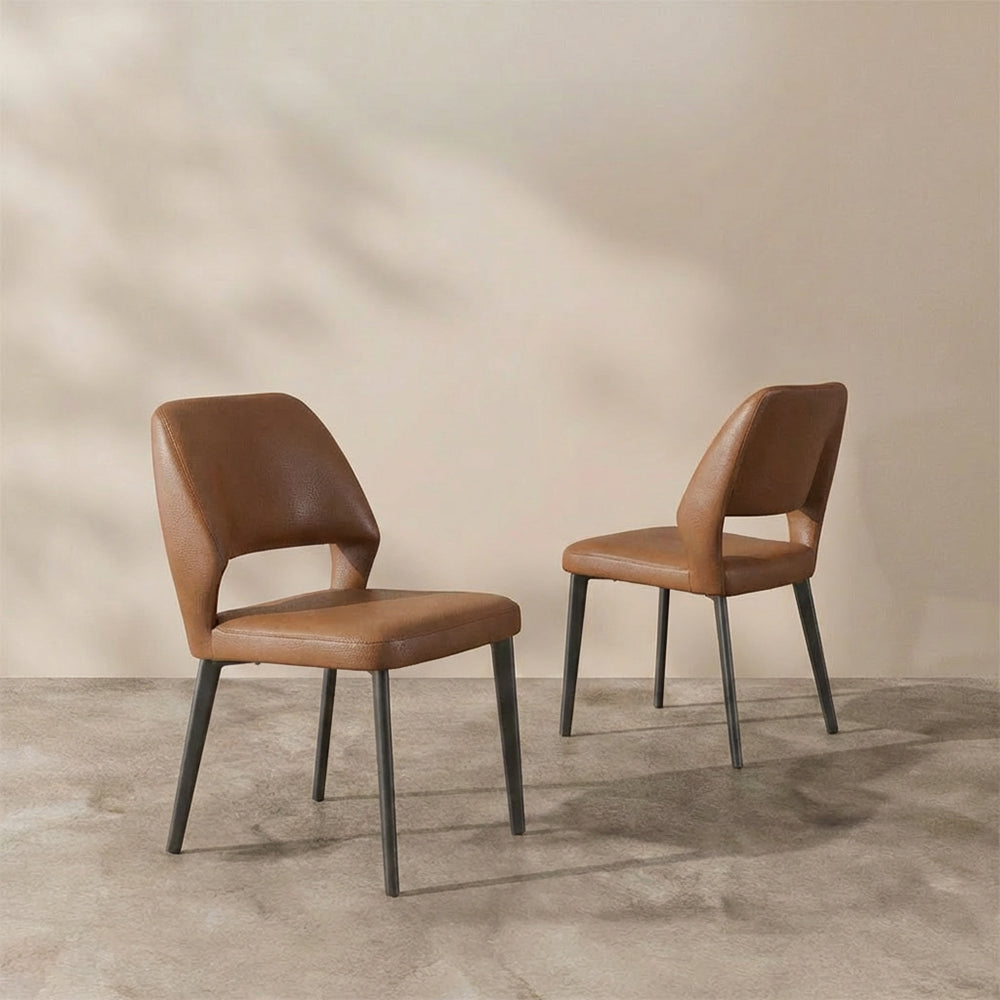 Modern Upholstered Dining Chair Minimalist Open Back Soft Seat Accent Chair with Metal Legs