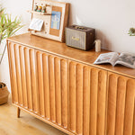 Load image into Gallery viewer, 62.9" Modern Solid Wood Shoe Cabinet with Fluted Front Panels Scandinavian Style Entryway Storage Sideboard
