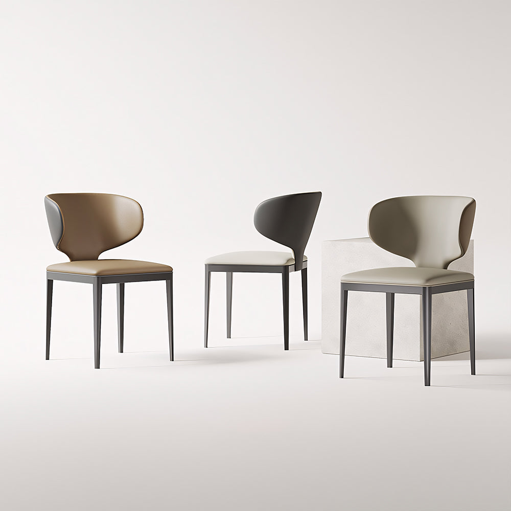 Modern Upholstered Dining Chair with Sculptural Curved Backrest 1 Piece