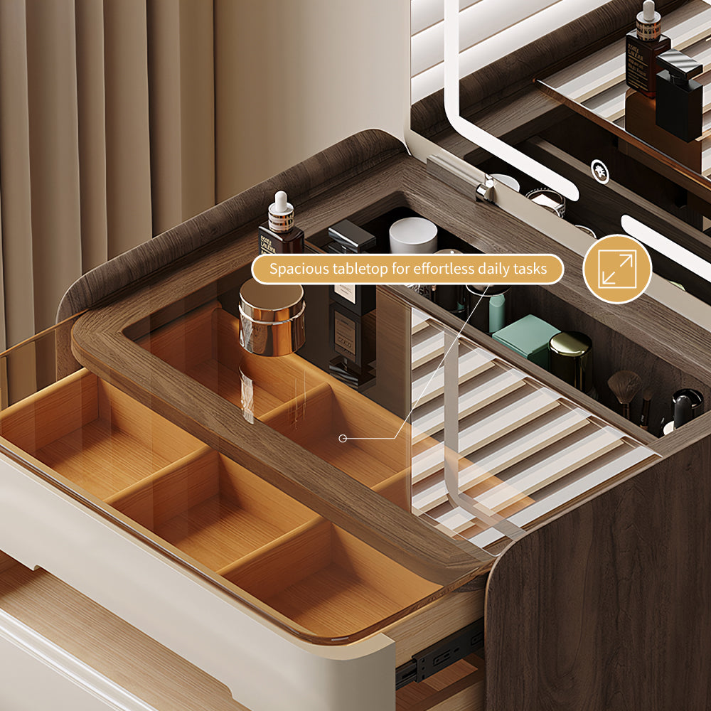 Functional Makeup Vanity Built-in Mirror Ample Storage Space-Saving Design