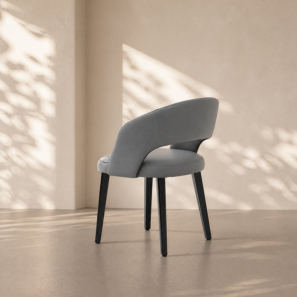 Modern Hollow Back Grey Faux Leather Padded Seat Contemporary Dining Chair 1 Piece