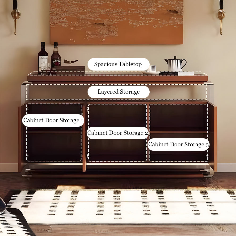 59'' Retro-Inspired Luxury Sideboard with Geometric Front Panels