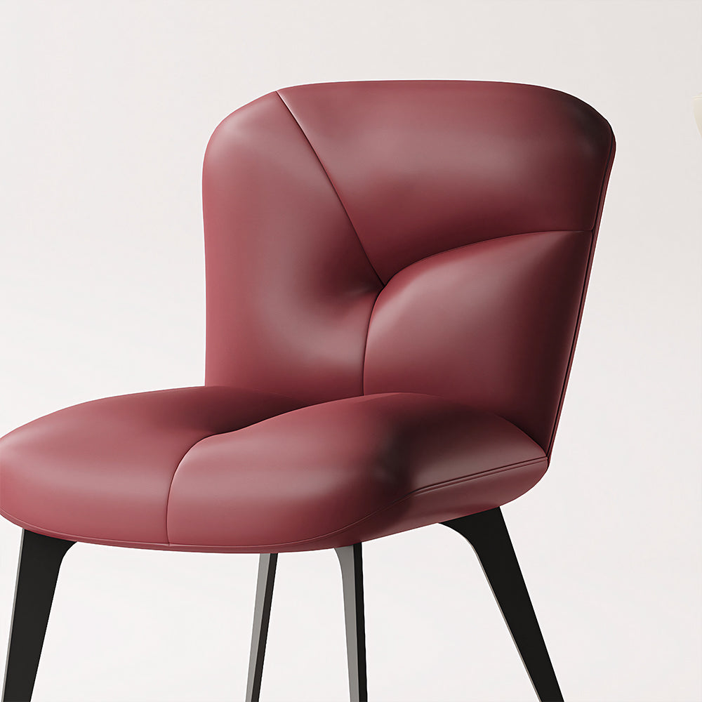 Modern Curved Leather Dining Chair 1-Piece Upholstered Accent Chair