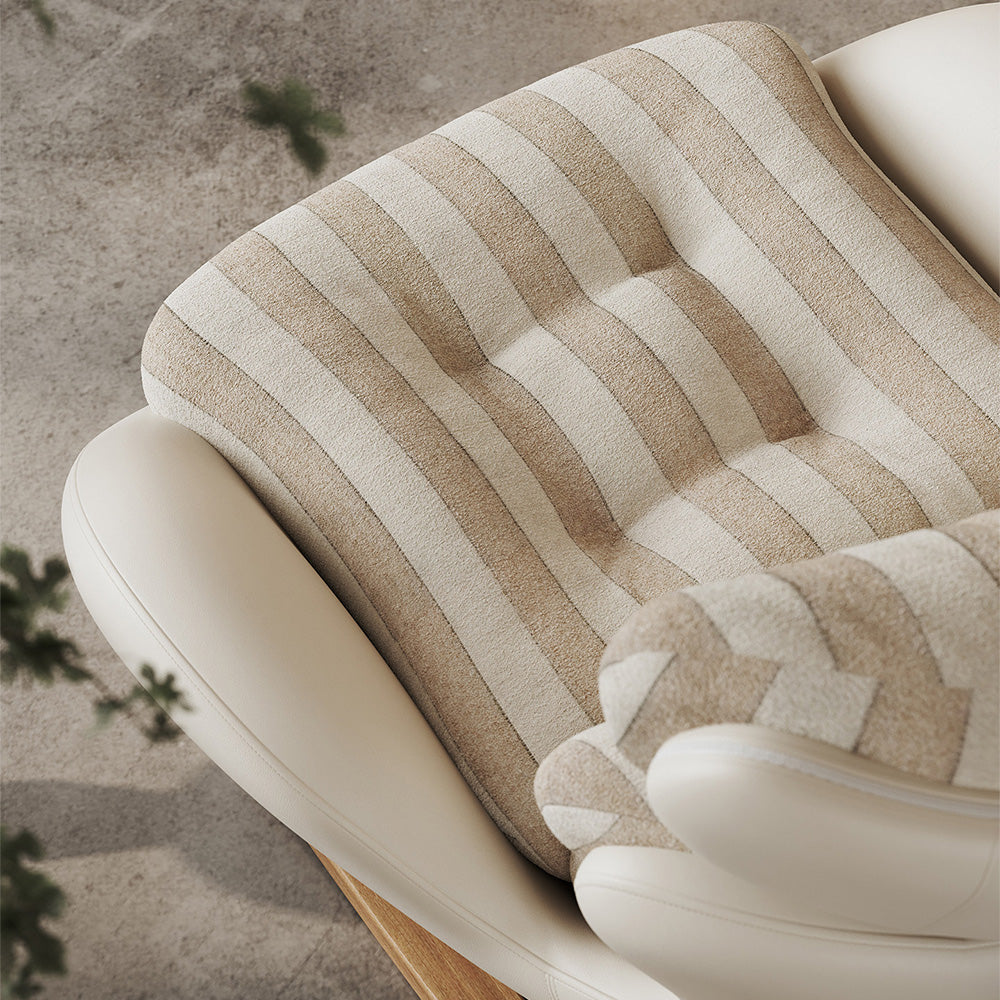 Modern High-Back Rocking Lounge Chair with Striped Upholstery