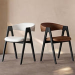 Load image into Gallery viewer, Modern Nordic Dining Chair Set of 2 PU Leather &amp; Solid Wood Frame

