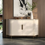 Load image into Gallery viewer, 54.6" Elegant Cream White Sideboard Buffet Cabinet with Adjustable Shelves
