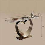 Load image into Gallery viewer, Elegant Heart-Shaped Base Console Table in Gold with Marble Top
