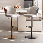 Load image into Gallery viewer, Modern Adjustable Swivel Bar Stool Cream Faux Leather Upholstered Counter Chair Stainless Steel Base 1 Piece
