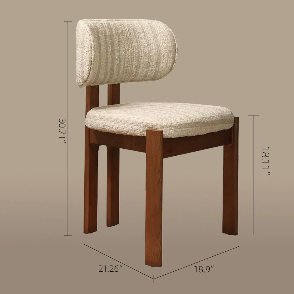Set of 2 Modern Scandinavian Fabric Dining Chairs with Solid Wood Frame