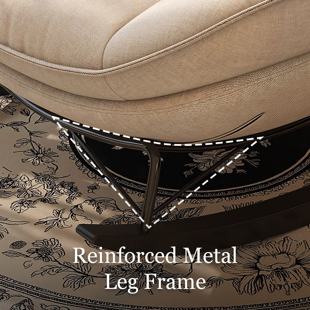 Modern Rocking Lounge Chair Upholstered Fabric Accent Chair with Curved Design and Metal Base