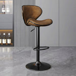 Load image into Gallery viewer, Modern Adjustable Swivel Bar Stool Brown Faux Leather Seat Black Metal Base Counter Height Bar Chair 1 Piece
