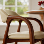 Load image into Gallery viewer, Modern Wood Dining Chair with Cream Upholstered Seat and Curved Arms 1 Piece
