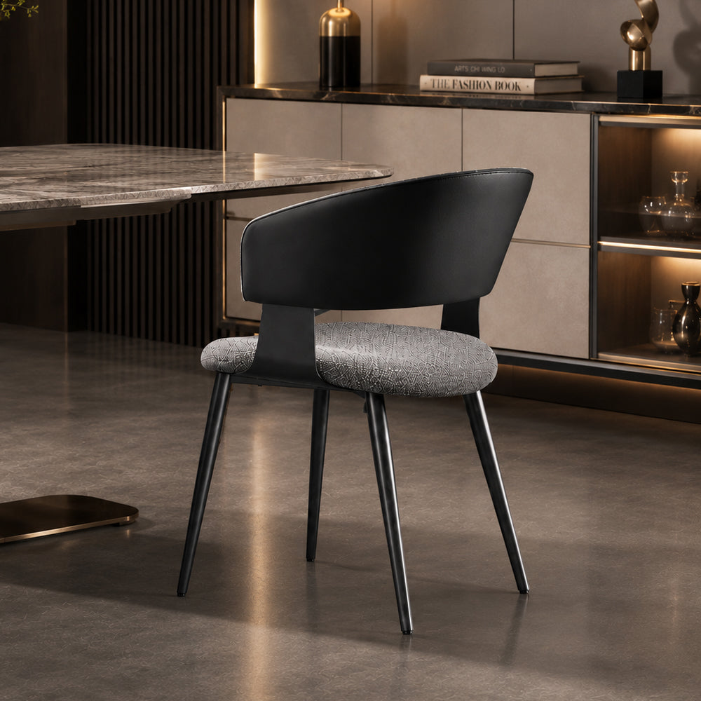 Layered Microfiber Texture Ergonomic Grey Residential Dining Room Chair 1 Piece
